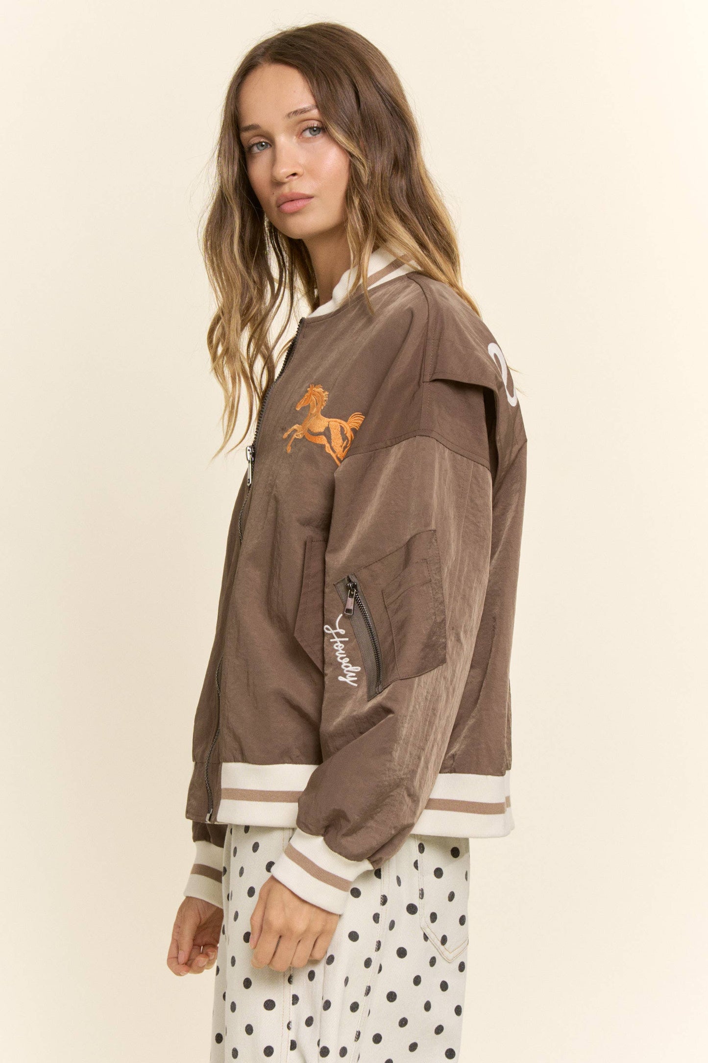 Davi & Dani - Retro Rodeo Embroidered Bomber Jacket