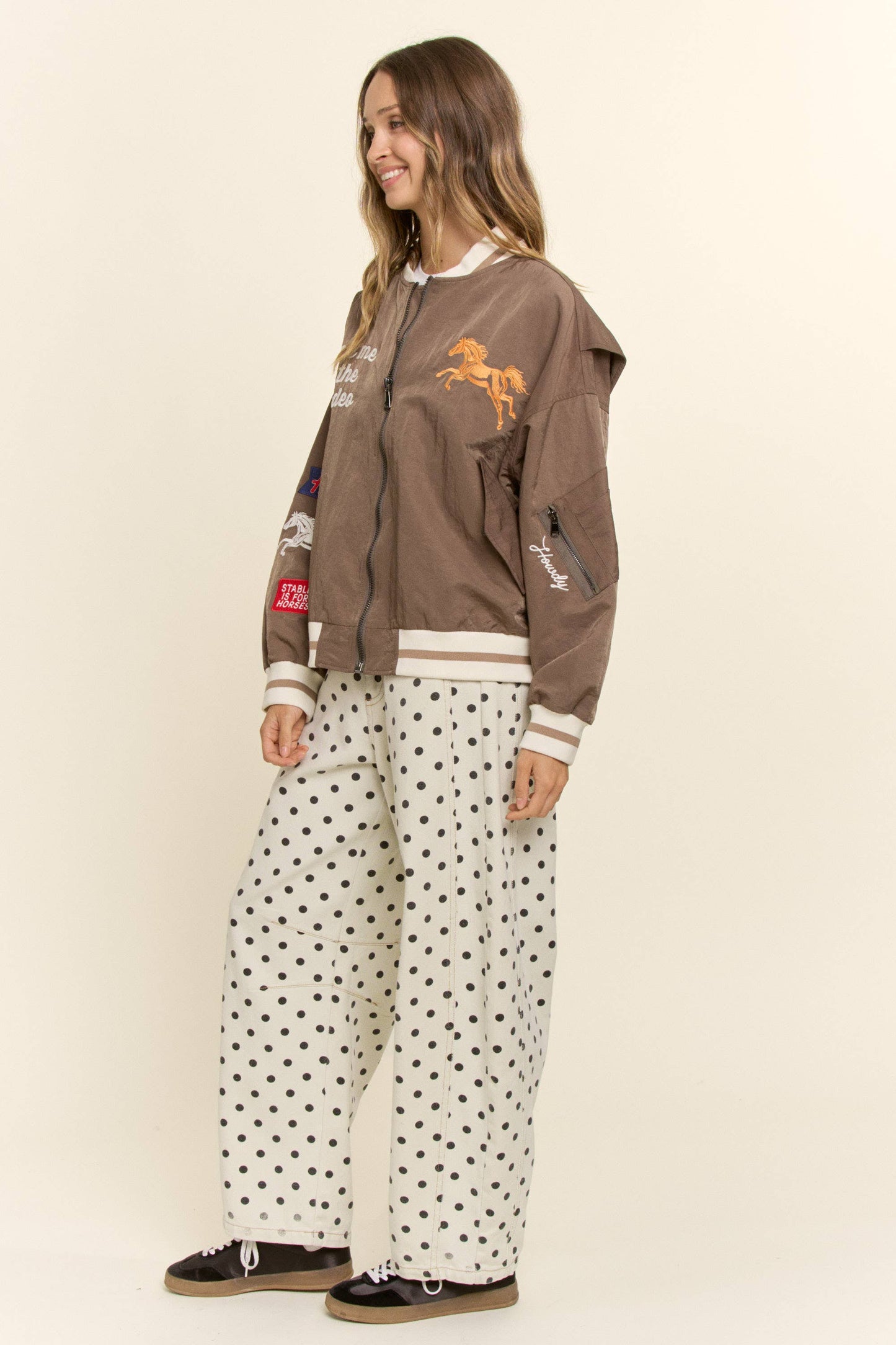 Davi & Dani - Retro Rodeo Embroidered Bomber Jacket
