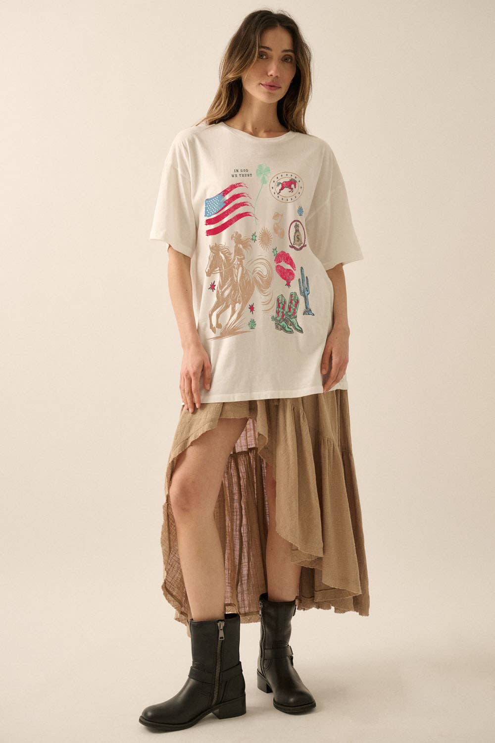 Promesa USA - Americana Vintage-Print Oversize Graphic Tee