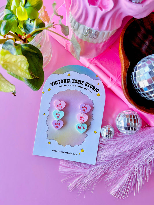 Victoria Essie Studio - Conversation Heart Valentine's Day Earrings