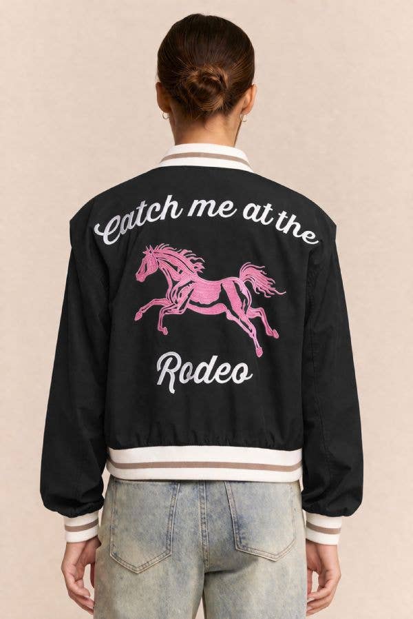 Davi & Dani - Retro Rodeo Embroidered Bomber Jacket