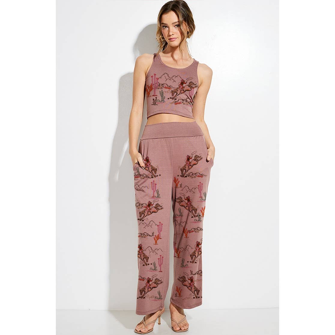 Phil Love - Cowgirl crop tank top and maximized pants set