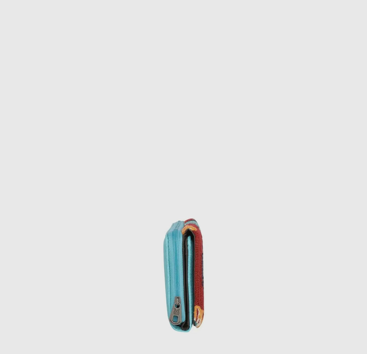Leather Aztec Wallet - Turquoise and Red