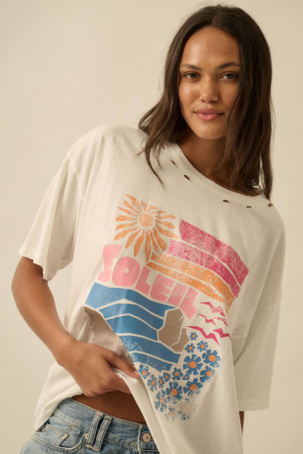 Promesa USA - Soleil Beach Distressed Oversize Graphic Tee