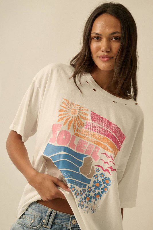 Promesa USA - Soleil Beach Distressed Oversize Graphic Tee