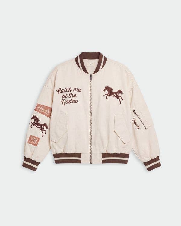 Davi & Dani - Retro Rodeo Embroidered Bomber Jacket