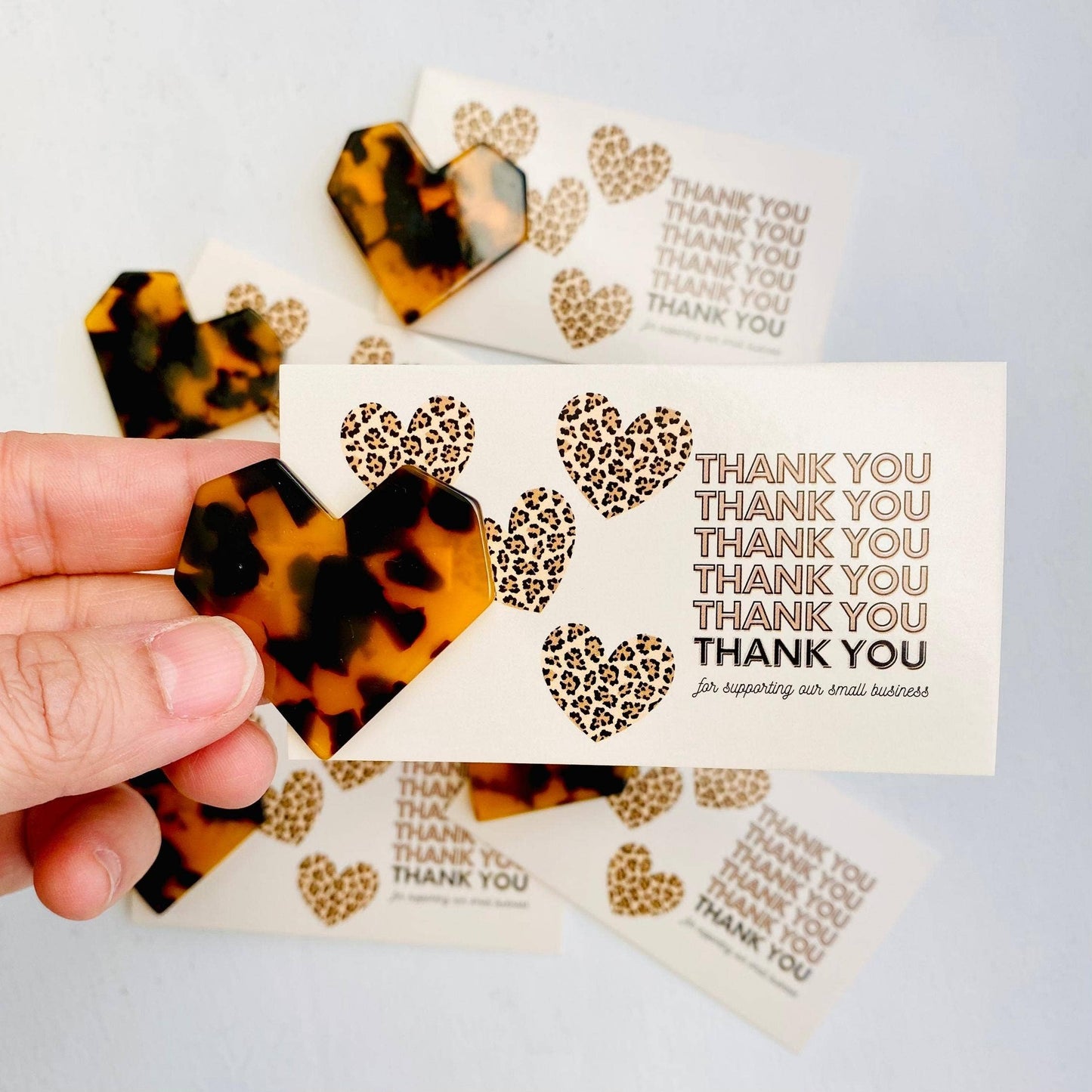 Tiny Gift Society - Thank You Gifts Leopard Heart Hair Clip | Thank You Card