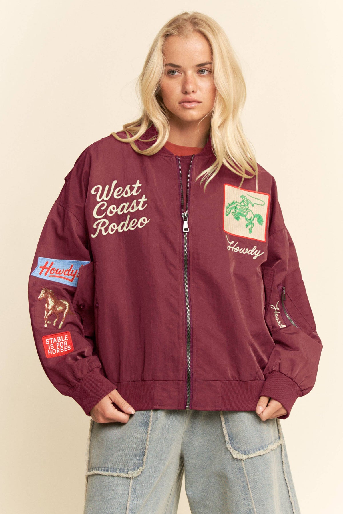 Davi & Dani - West Coast Rodeo Embroidered Bomber Jacket