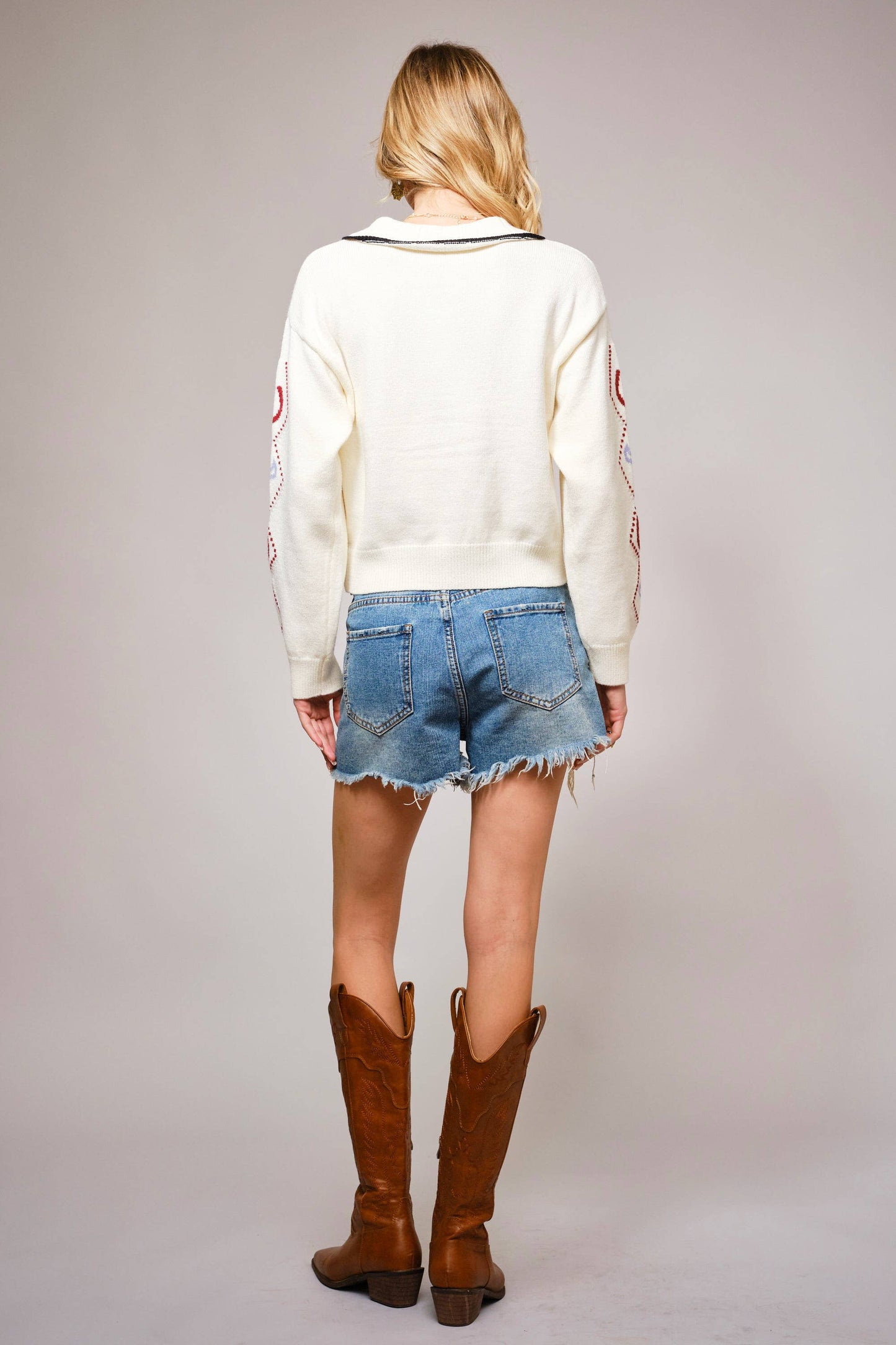 Blue B - 52104W - Horse Face Bow Tie Knit Cardigan