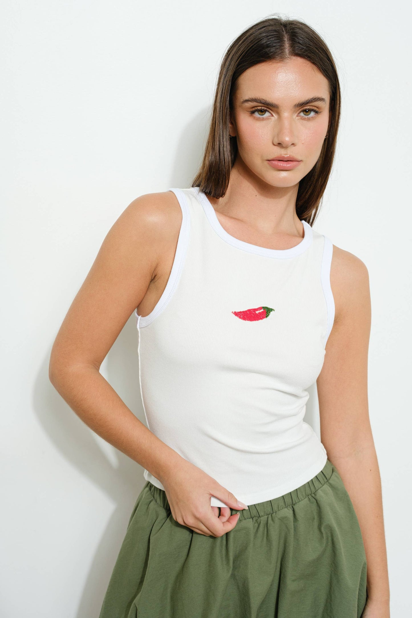 Pretty Garbage - CHILI BEADED TANK - Trendy, Casual, Playful