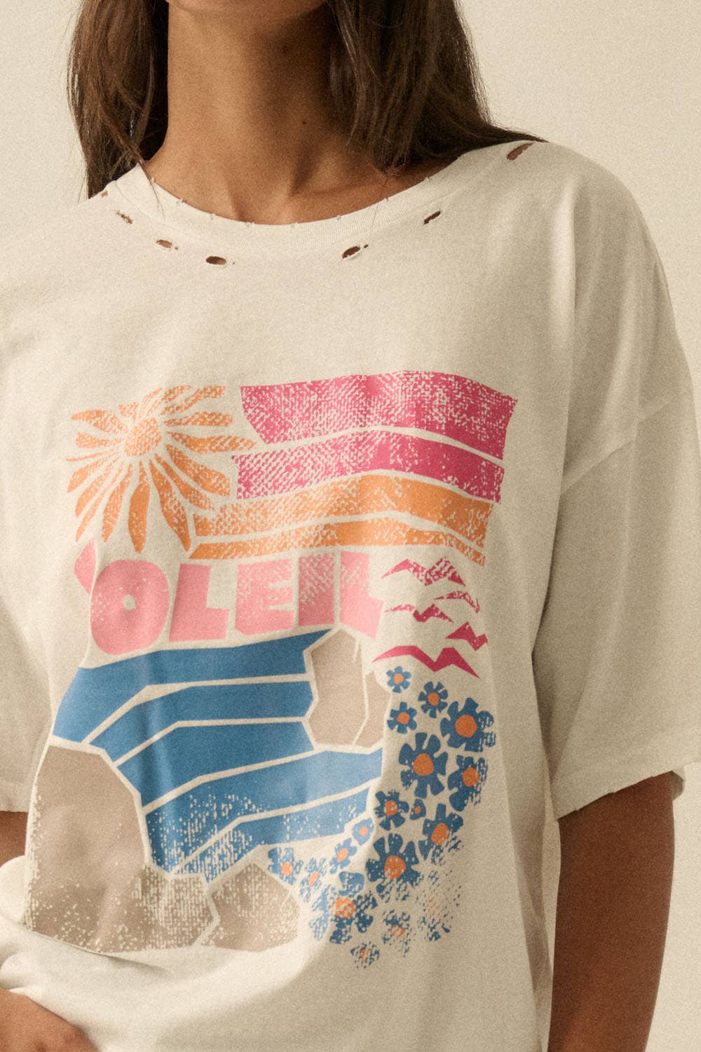 Promesa USA - Soleil Beach Distressed Oversize Graphic Tee