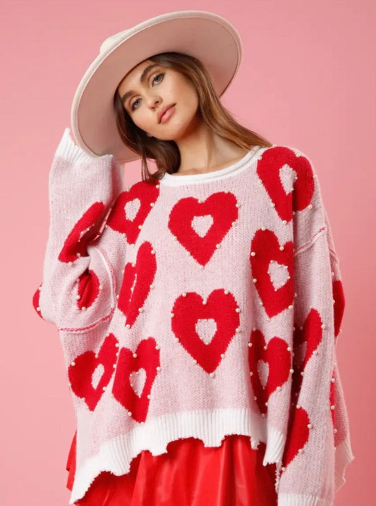 Color Me Red Heart Sweater