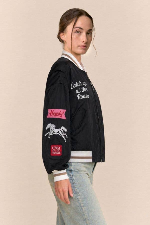 Davi & Dani - Retro Rodeo Embroidered Bomber Jacket