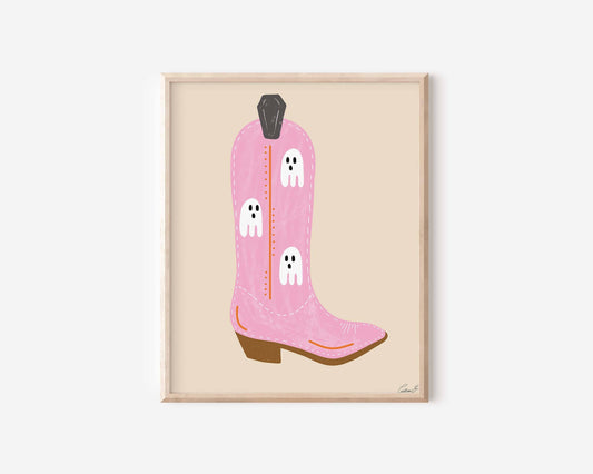 Halloween Ghost Cowgirl Boots Wall Art | Halloween Art