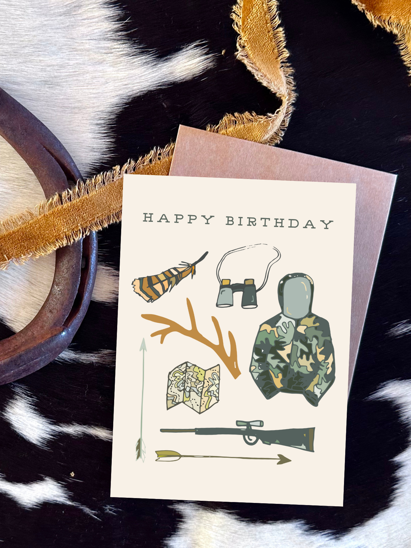 Happy Birthday Hunter Card, Western Greeting Card