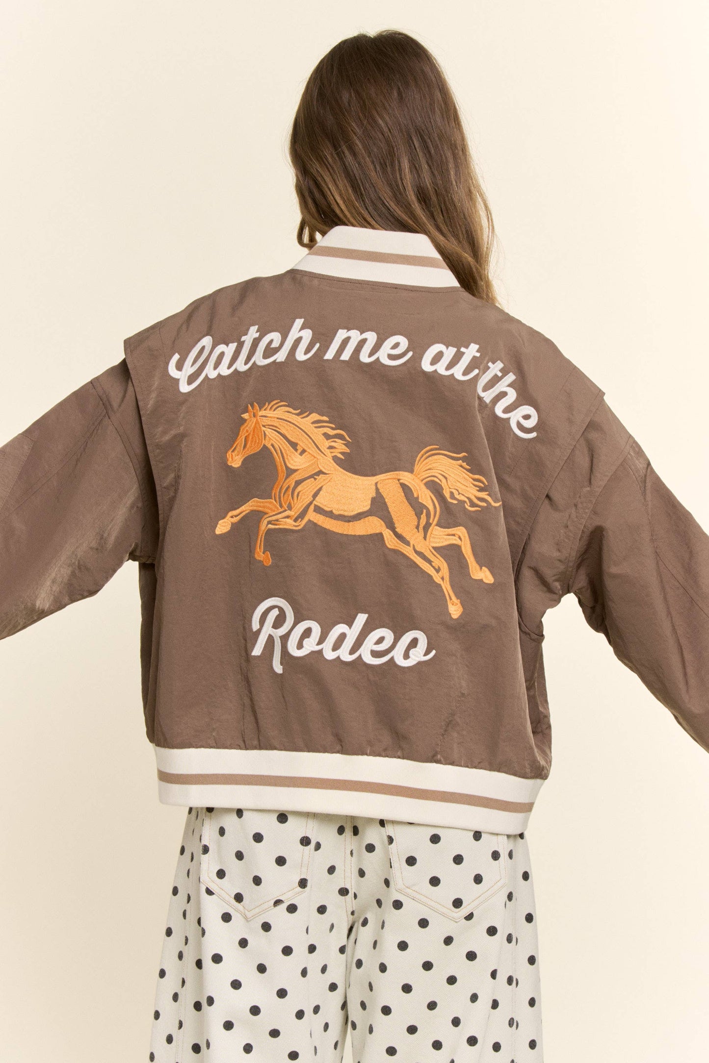 Davi & Dani - Retro Rodeo Embroidered Bomber Jacket