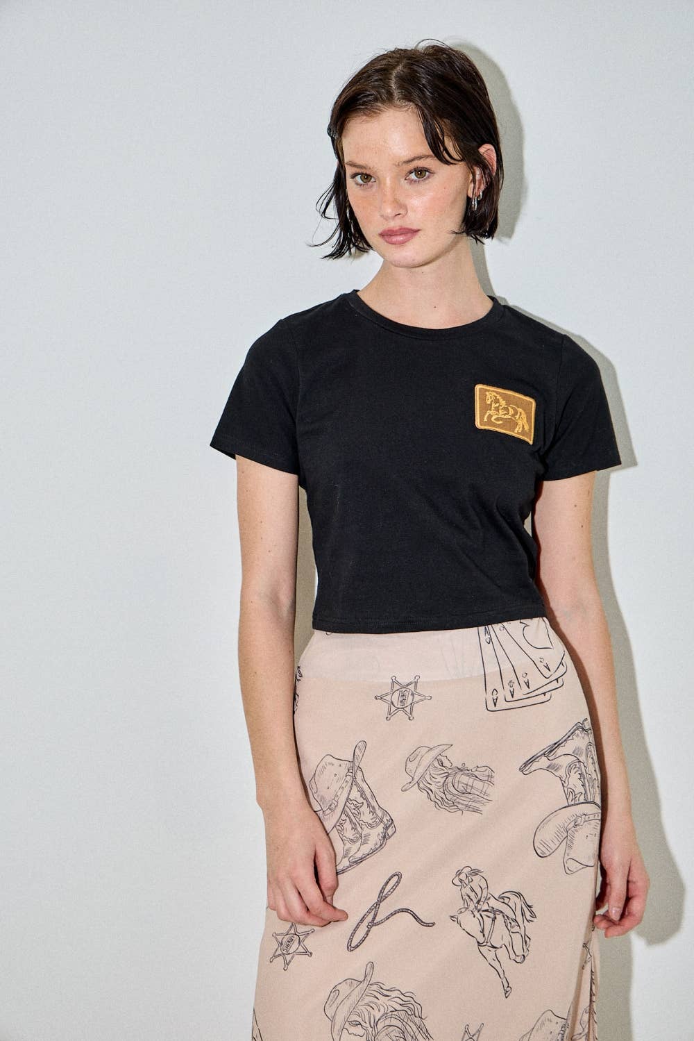 Baevely by Wellmade USA - Equestrian Horse Patch Cropped Baby Tee