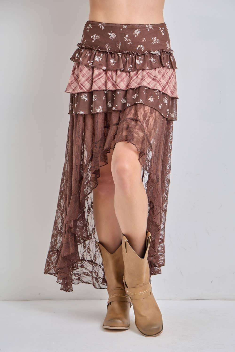 Baevely by Wellmade USA - PRINTED TIERED MAXI SKIRT