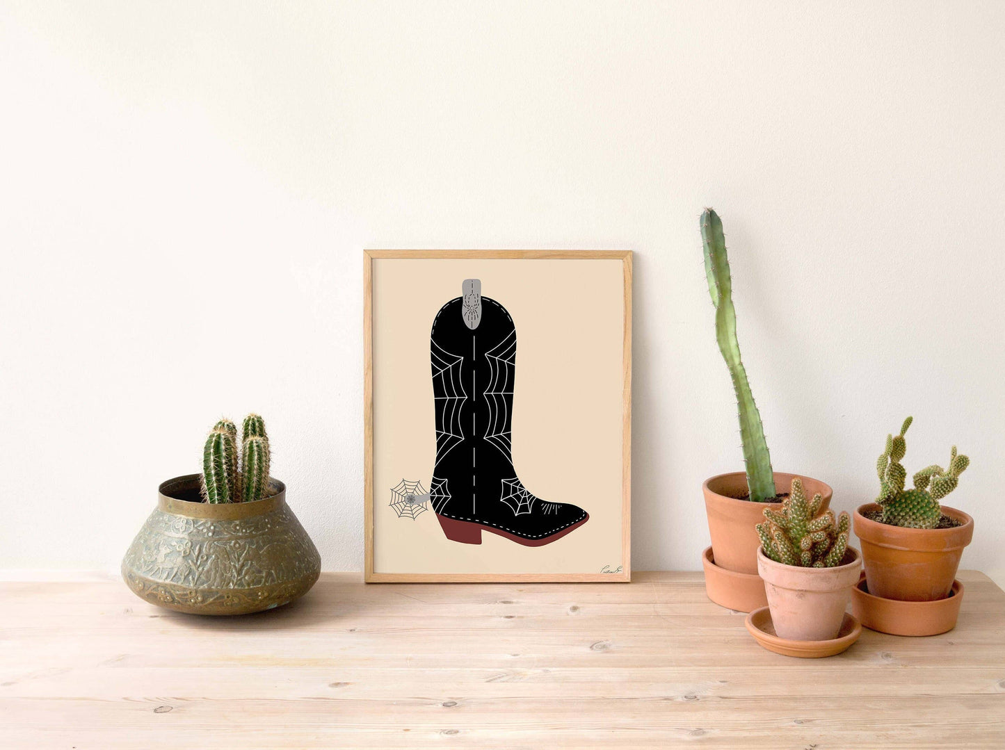 Halloween Spider Web Cowgirl Boots Wall Art | Halloween Art