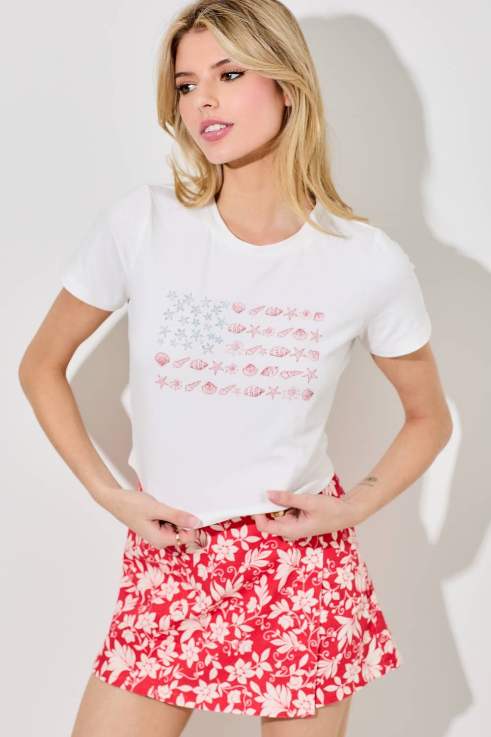 Baevely by Wellmade USA - (PLUS) SEASHELL AND SEASTAR PRINTED BABY TEE