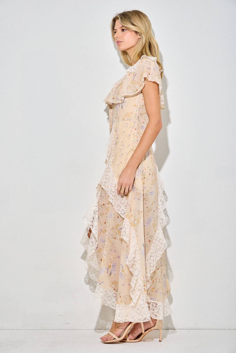 Baevely by Wellmade USA - FLORAL RUFFLE TIERED MAXI DRESS