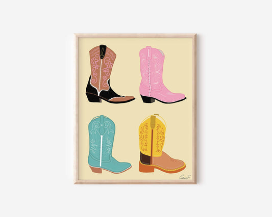 Cowgirl Boots Art Print | Western Wall Art | Cowgirl