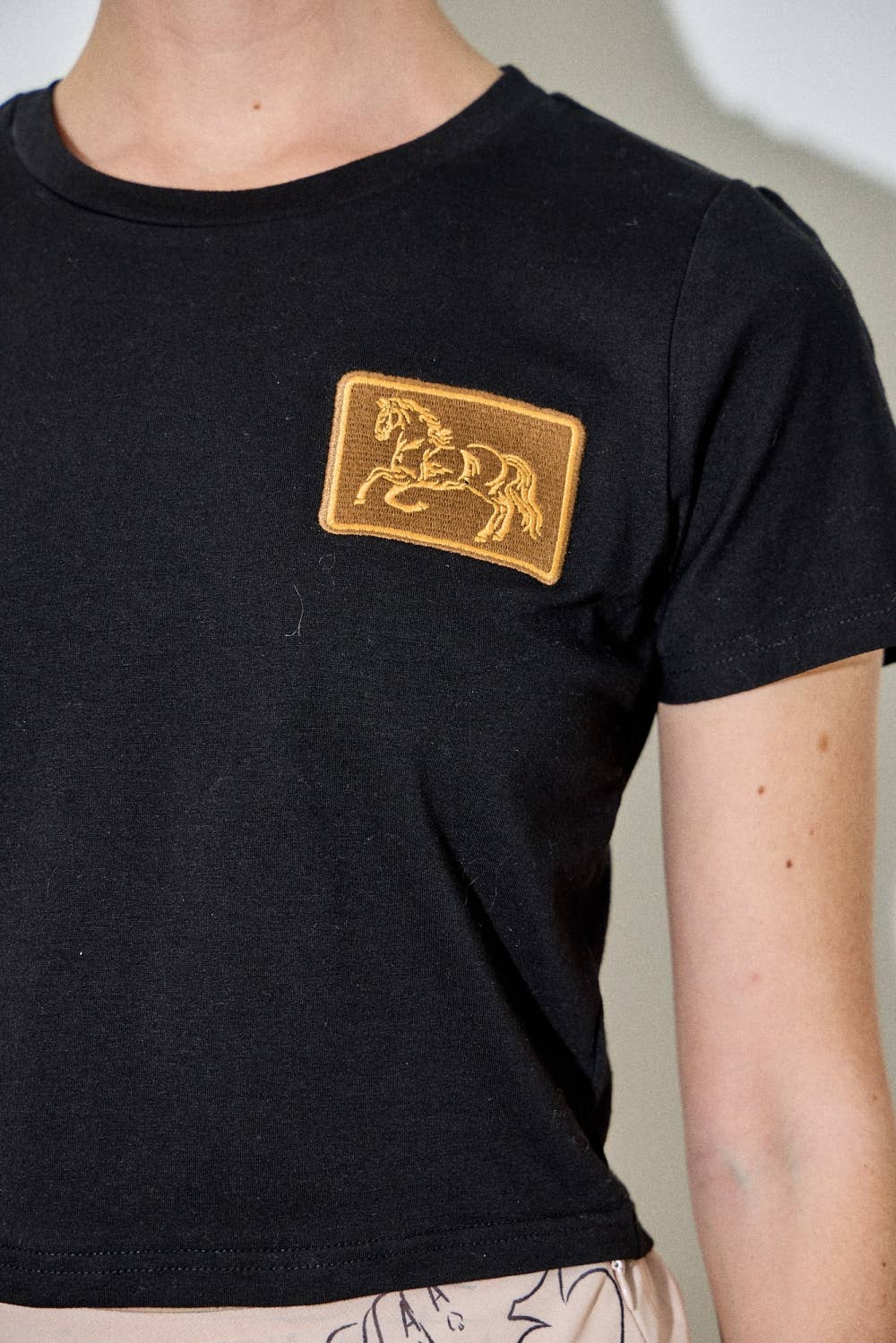 Baevely by Wellmade USA - Equestrian Horse Patch Cropped Baby Tee