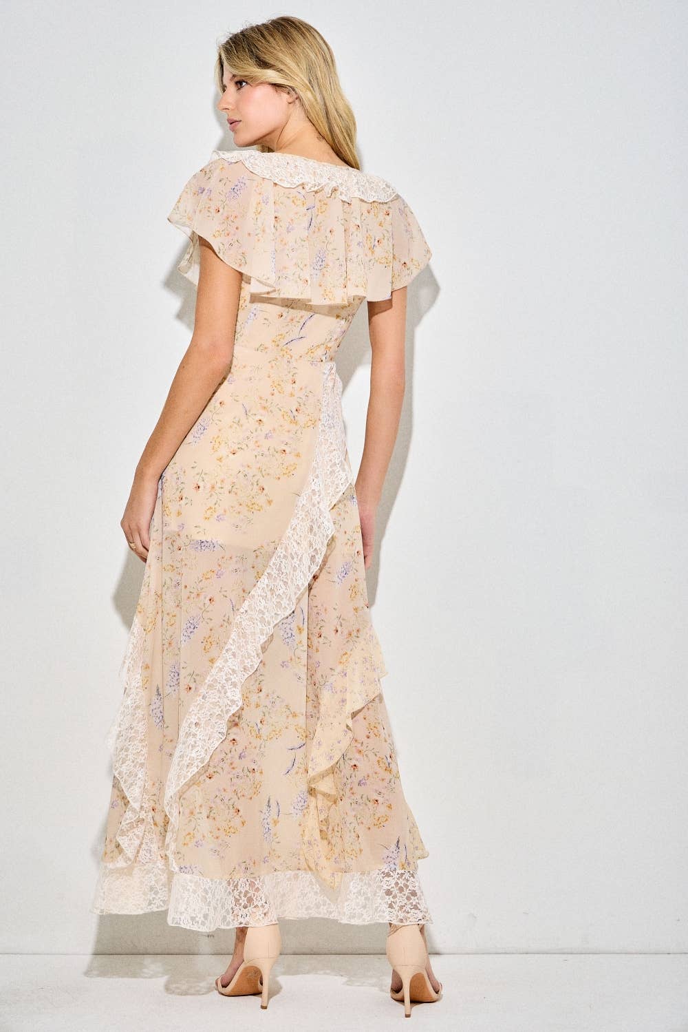 Baevely by Wellmade USA - FLORAL RUFFLE TIERED MAXI DRESS