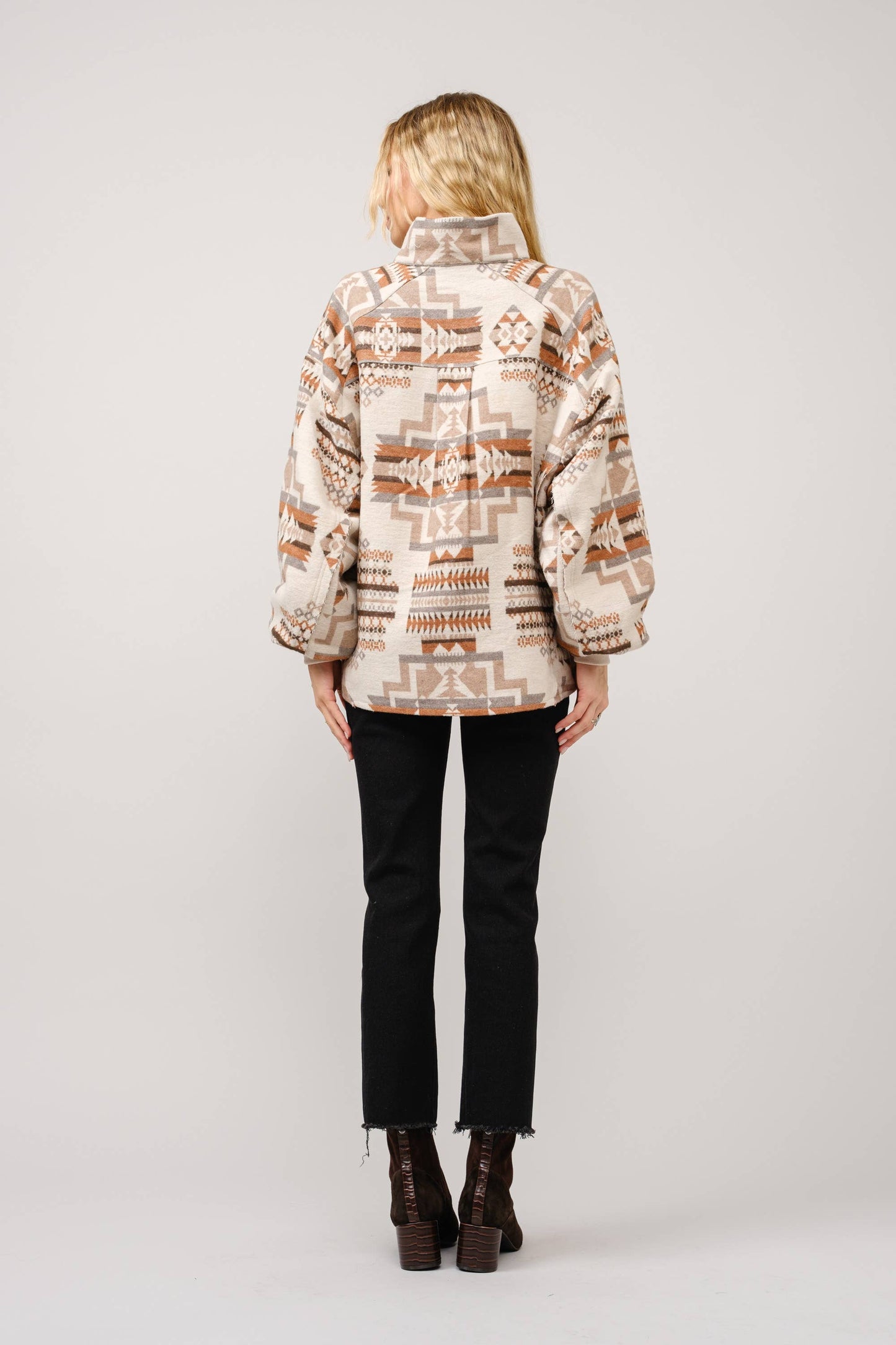 Blue B - 33097J - Aztec Jacquard Mock Neck Pullover