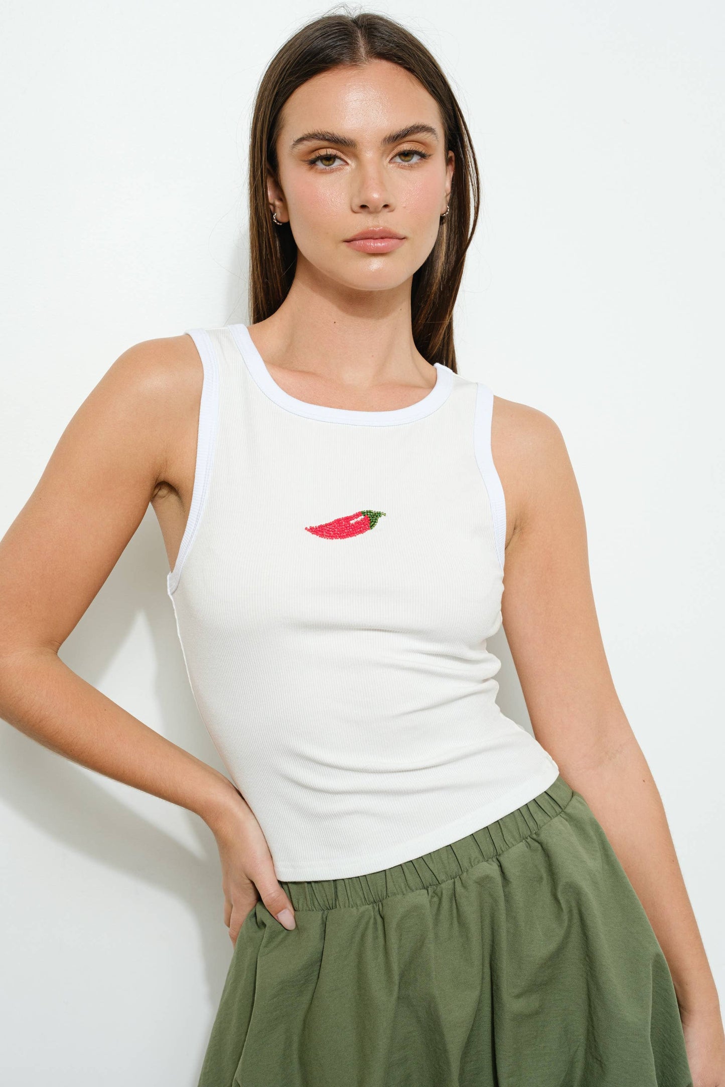 Pretty Garbage - CHILI BEADED TANK - Trendy, Casual, Playful