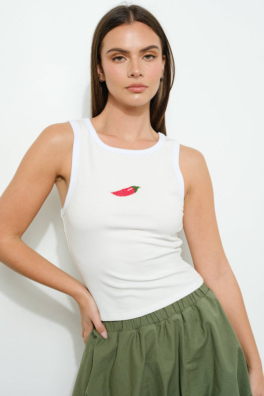 Pretty Garbage - CHILI BEADED TANK - Trendy, Casual, Playful