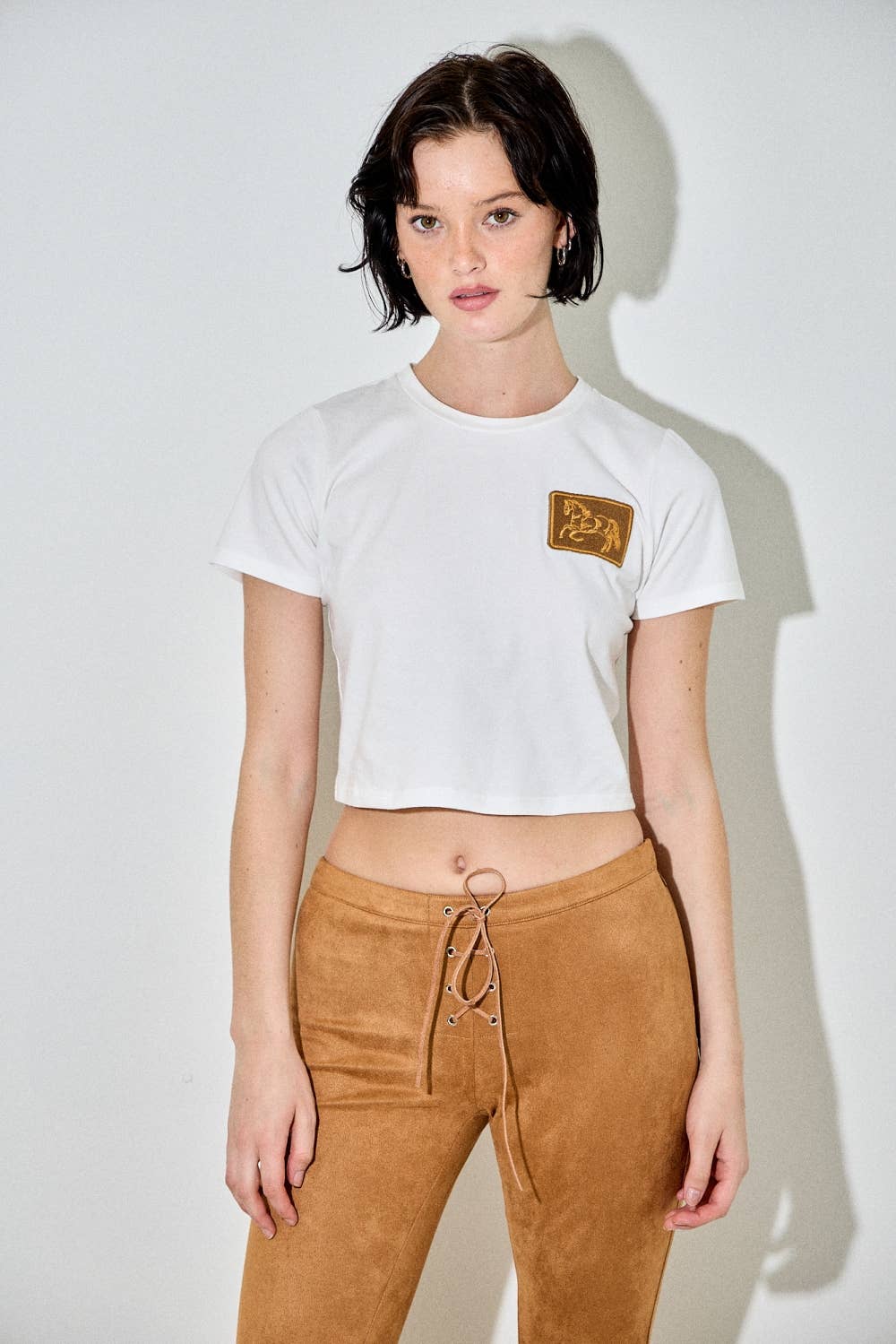 Baevely by Wellmade USA - Equestrian Horse Patch Cropped Baby Tee