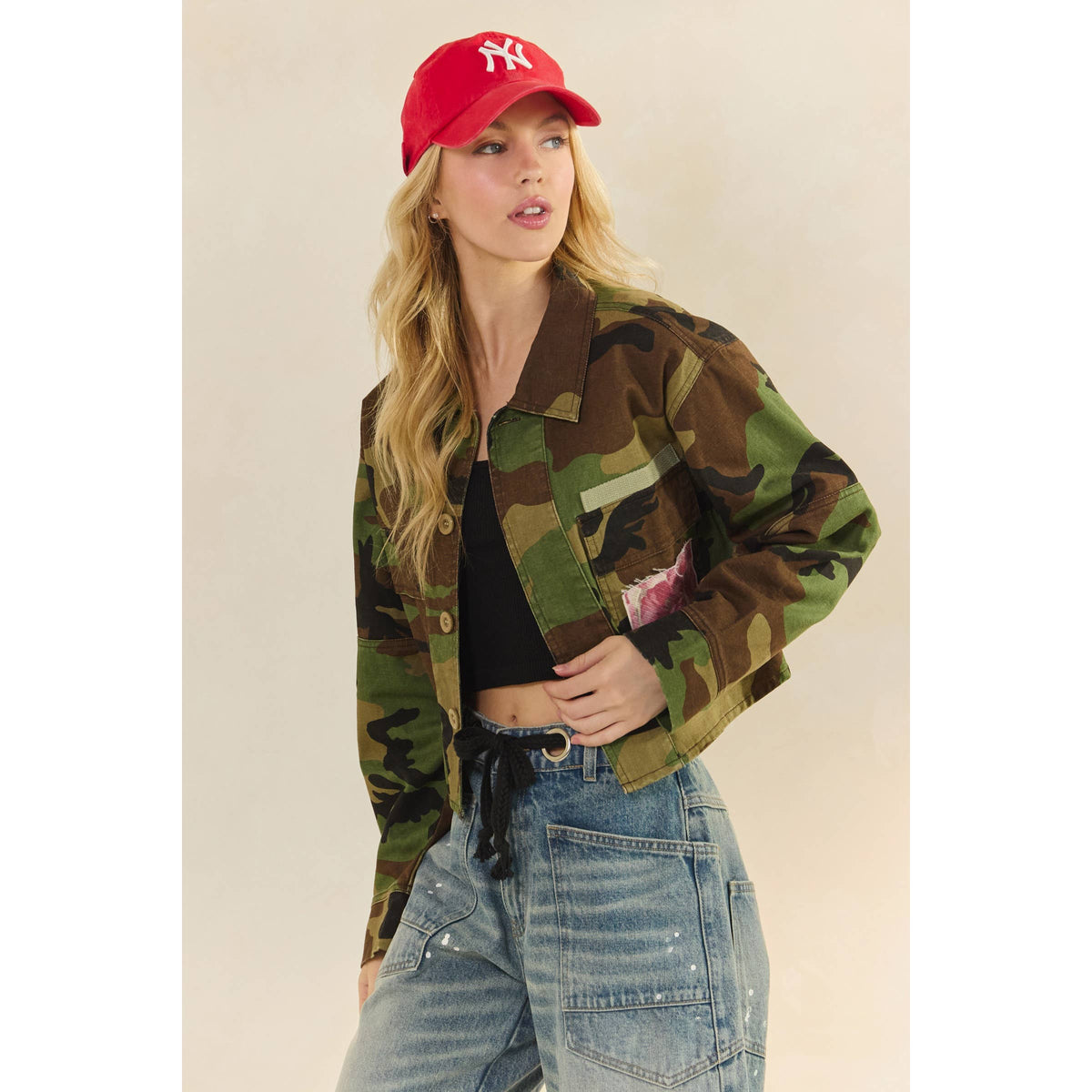 Veveret - Camo Sequins Contrast Jacket
