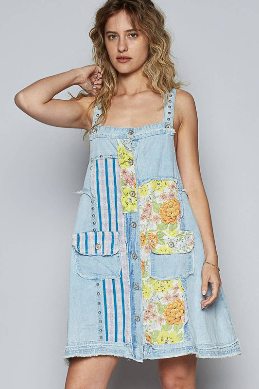 Pol Clothing - Floral print contrast twill mini dress