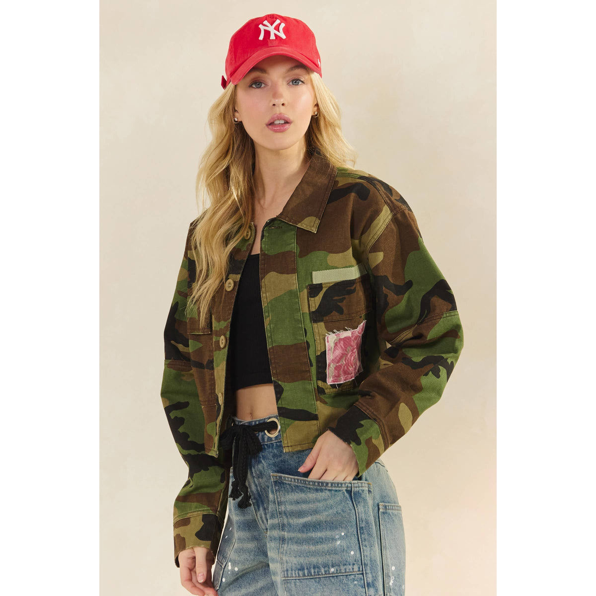 Veveret - Camo Sequins Contrast Jacket