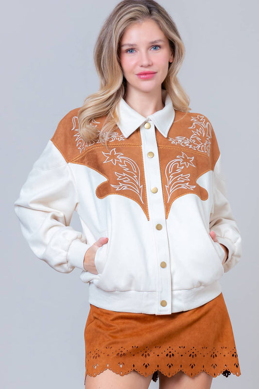 WESTERN JACKET WITH EMBROIDERY & SNAP BUTTONS