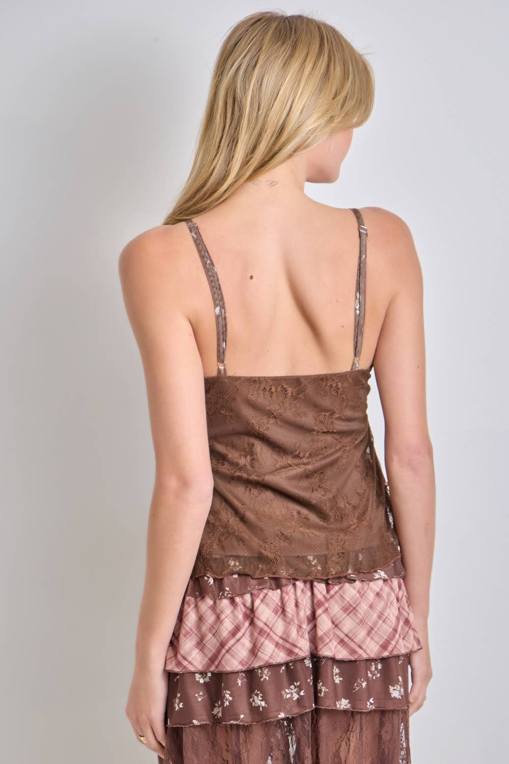 Baevely by Wellmade USA - MULTI PRINT RUFFLED CAMI TOP