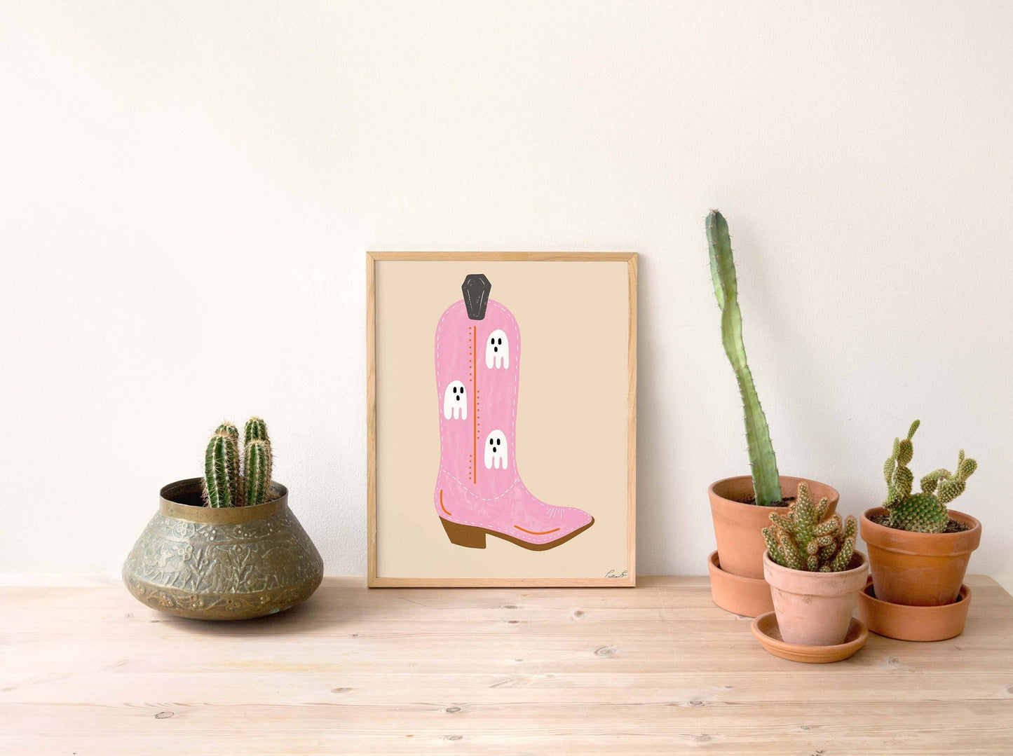 Halloween Ghost Cowgirl Boots Wall Art | Halloween Art