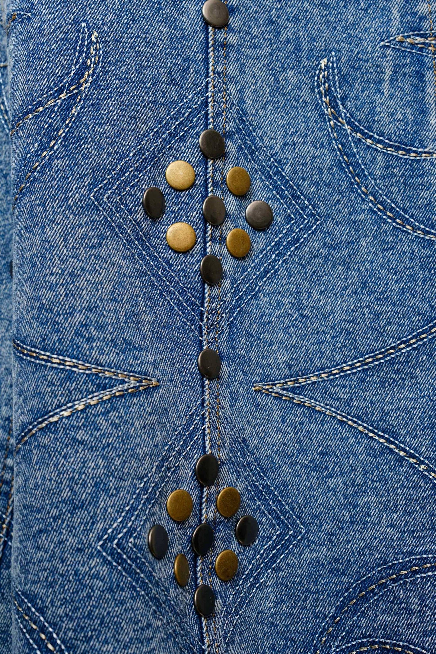Blue B - 23466D - Studded Western Buckle Stretch Denim Dress