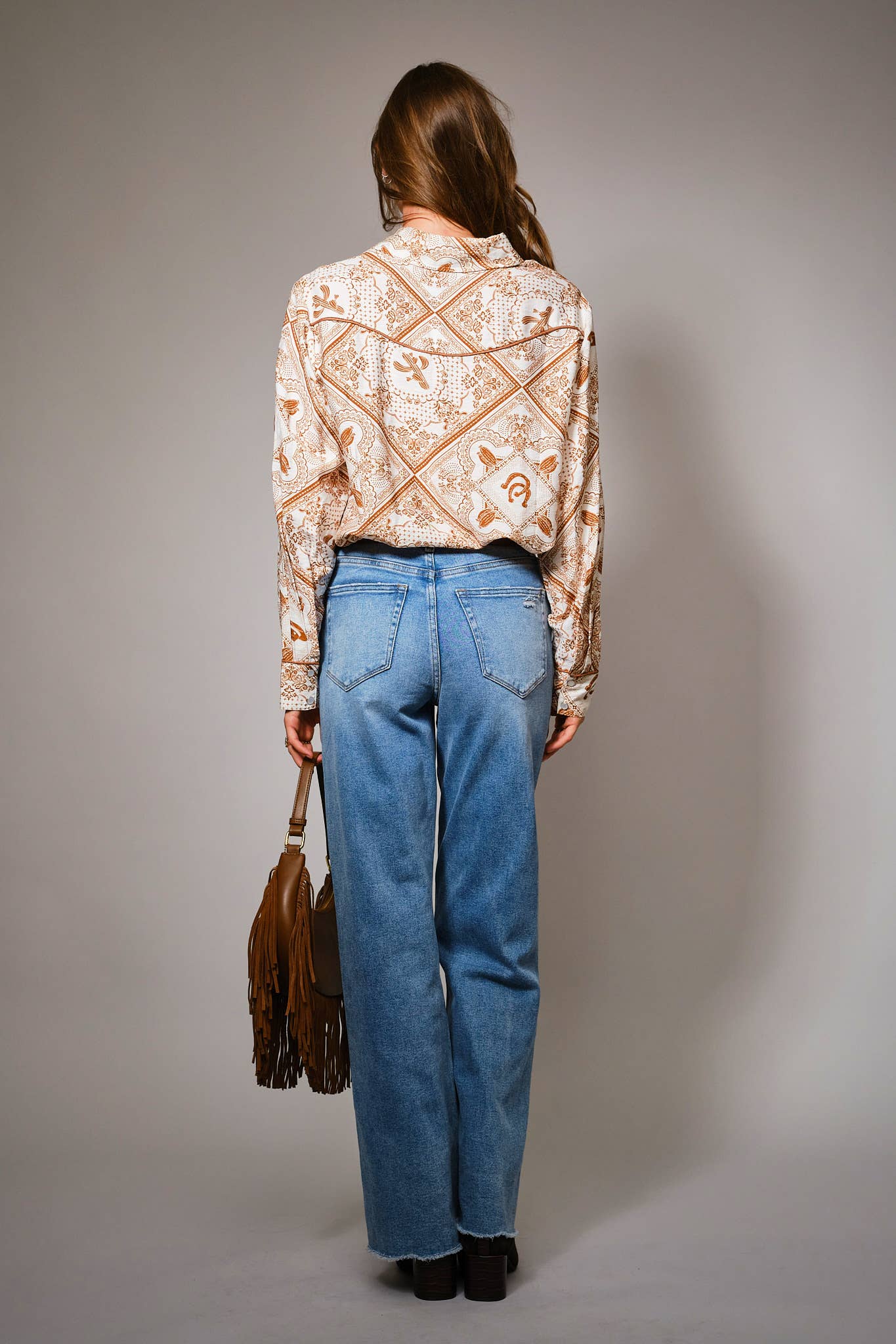Blue B - 36841T - Western Printed Long Sleeve Button-Up Shirt