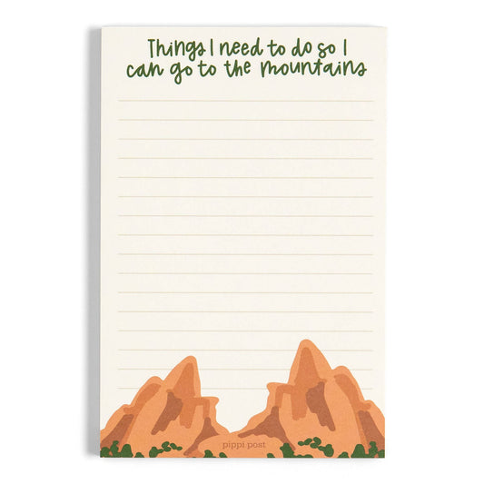 Pippi Post - Go to the Mountains 4x6 Notepad