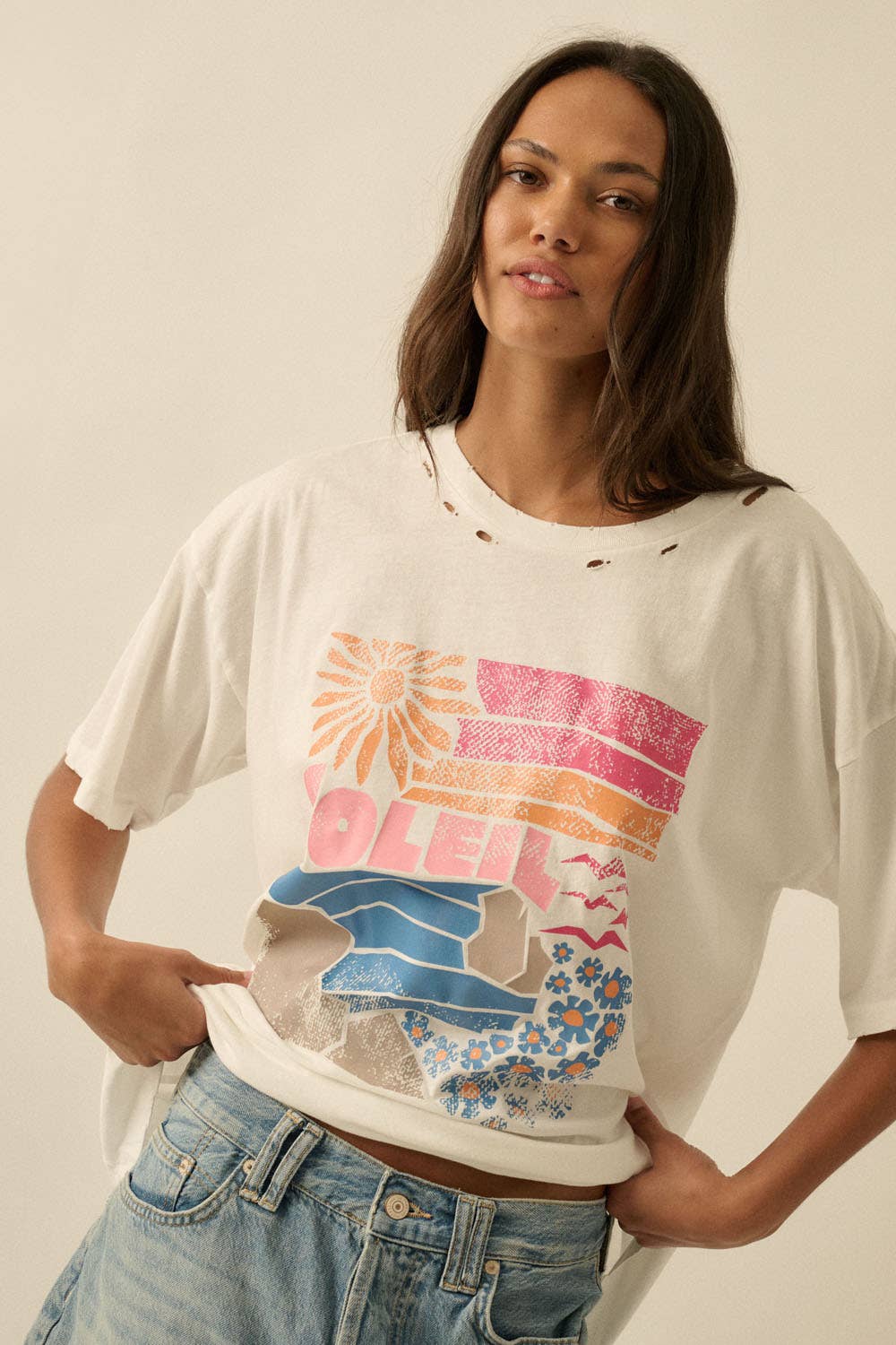 Promesa USA - Soleil Beach Distressed Oversize Graphic Tee