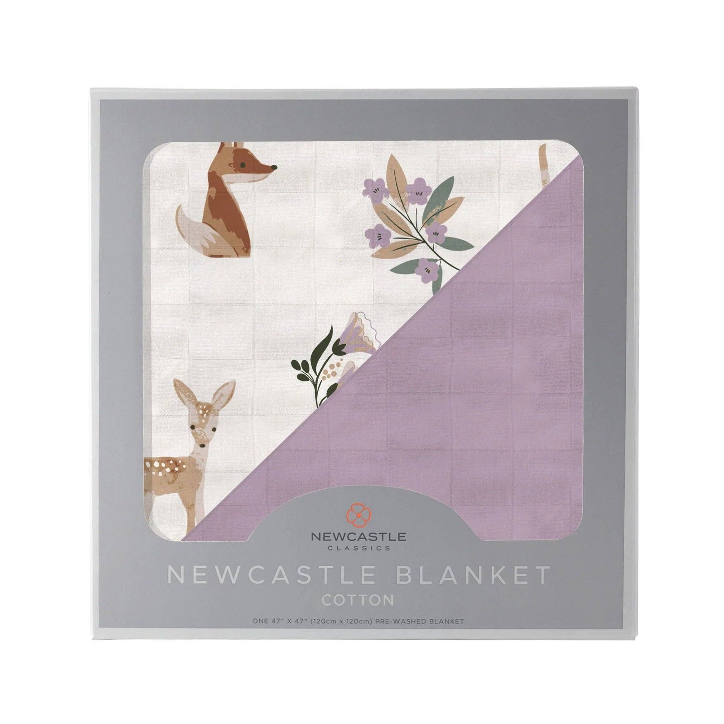 Newcastle Classics - Sierra Fox and Deer and Orchid Lavender Cotton Newcastle Blanket