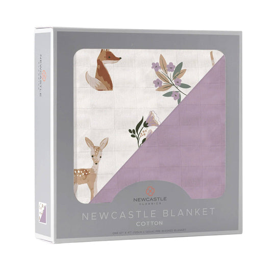 Newcastle Classics - Sierra Fox and Deer and Orchid Lavender Cotton Newcastle Blanket