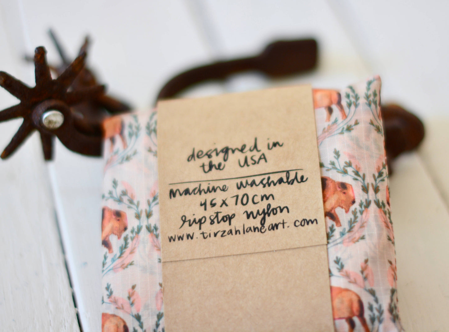 Sage Brush Botanical Bison Western Reusable Tote Bag