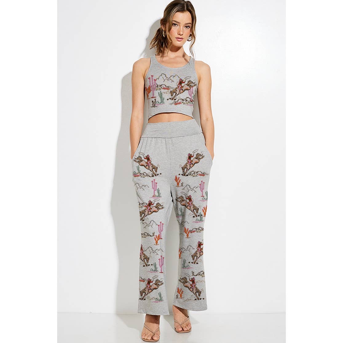 Phil Love - Cowgirl crop tank top and maximized pants set