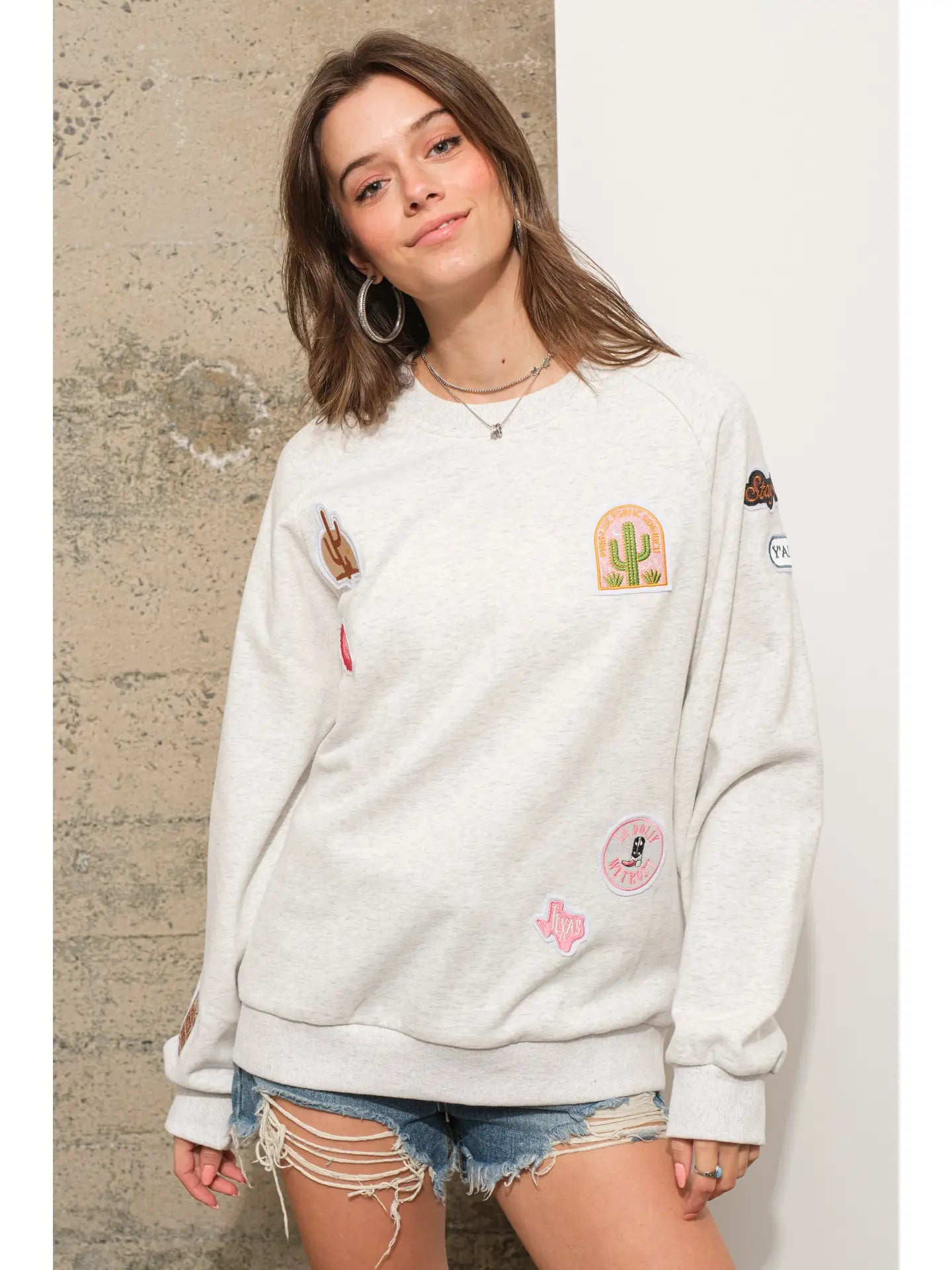 Cotton French Terry Western Patch Sweatshirt