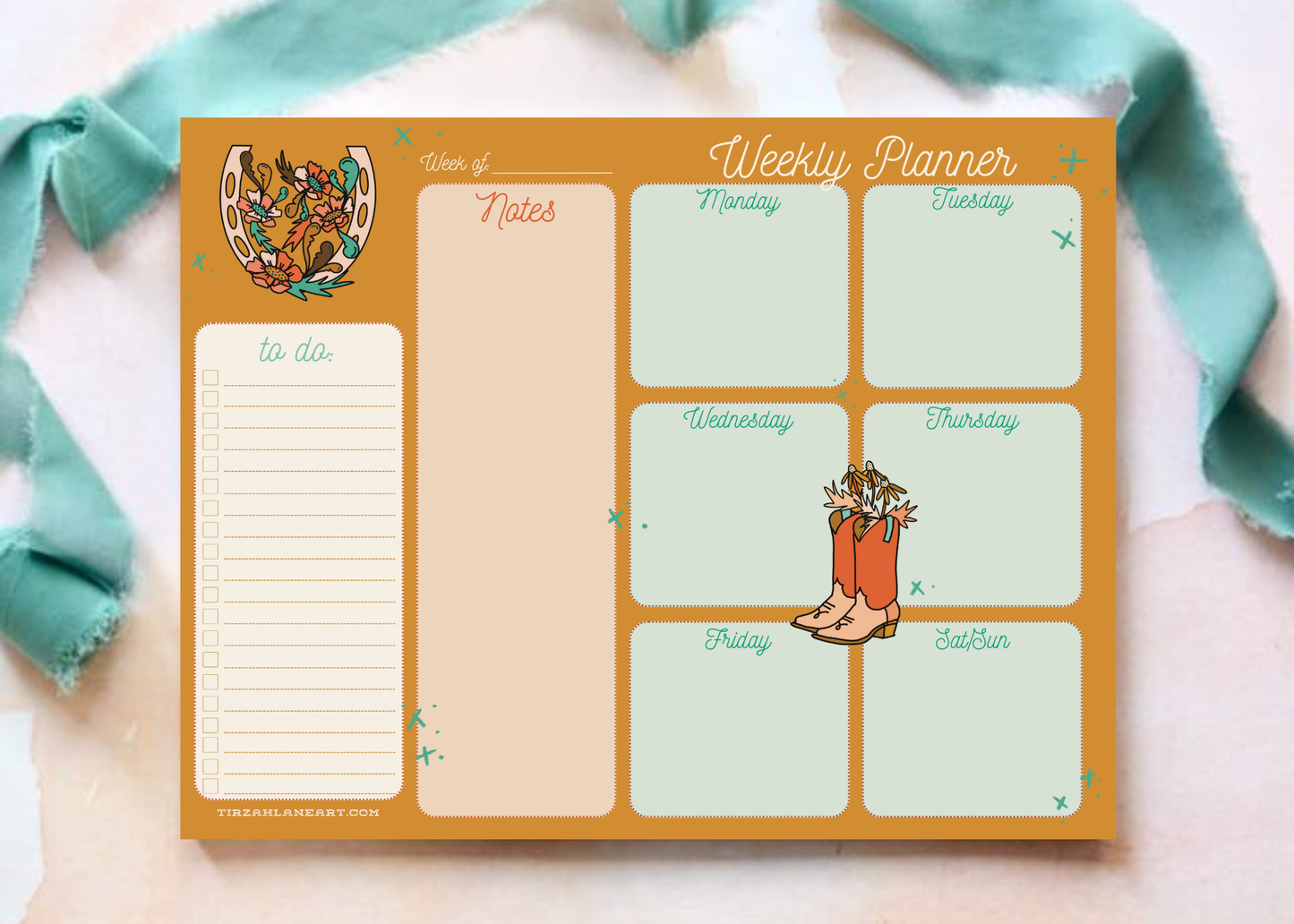 Cowgirl weekly planner desktop Notepad, Cowgirl Western