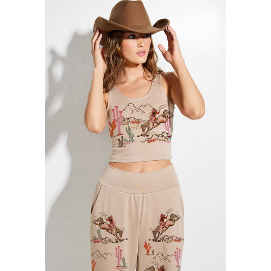 Phil Love - Cowgirl crop tank top and maximized pants set