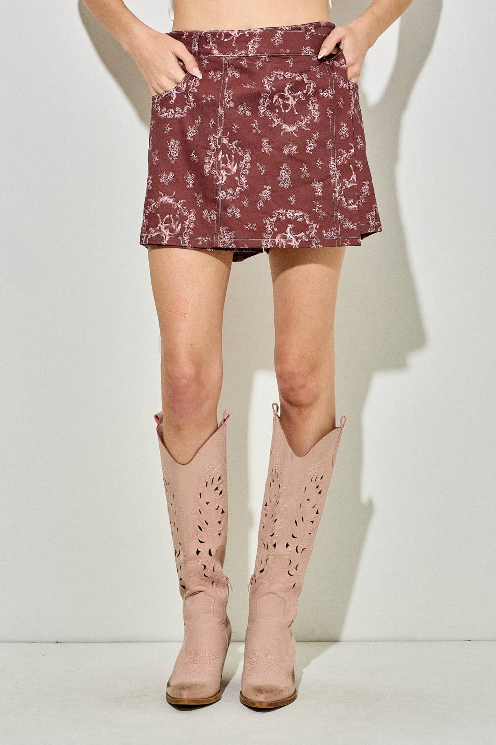 Baevely by Wellmade USA - HORSE PRINT SKORT